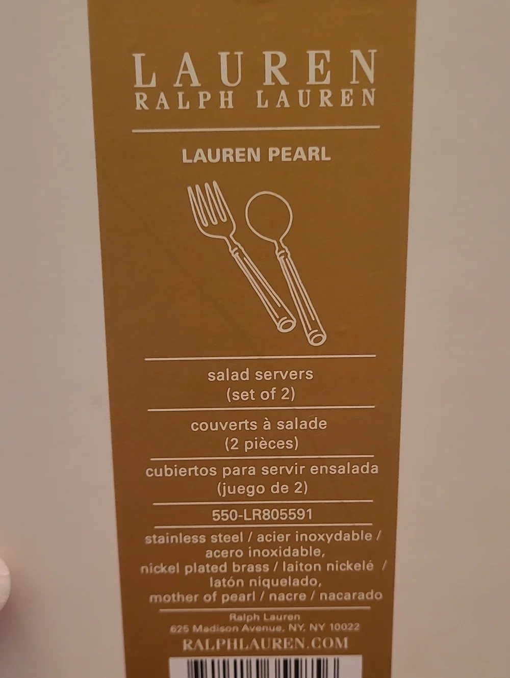 NWT L. Ralph Lauren Mother of Pearl Salad Server Set